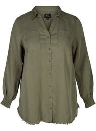 Lyocell blouse met lange mouwen, Deep L. Green
