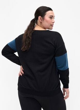 Sweatshirt met sportieve print, Black Comb, Model image number 1