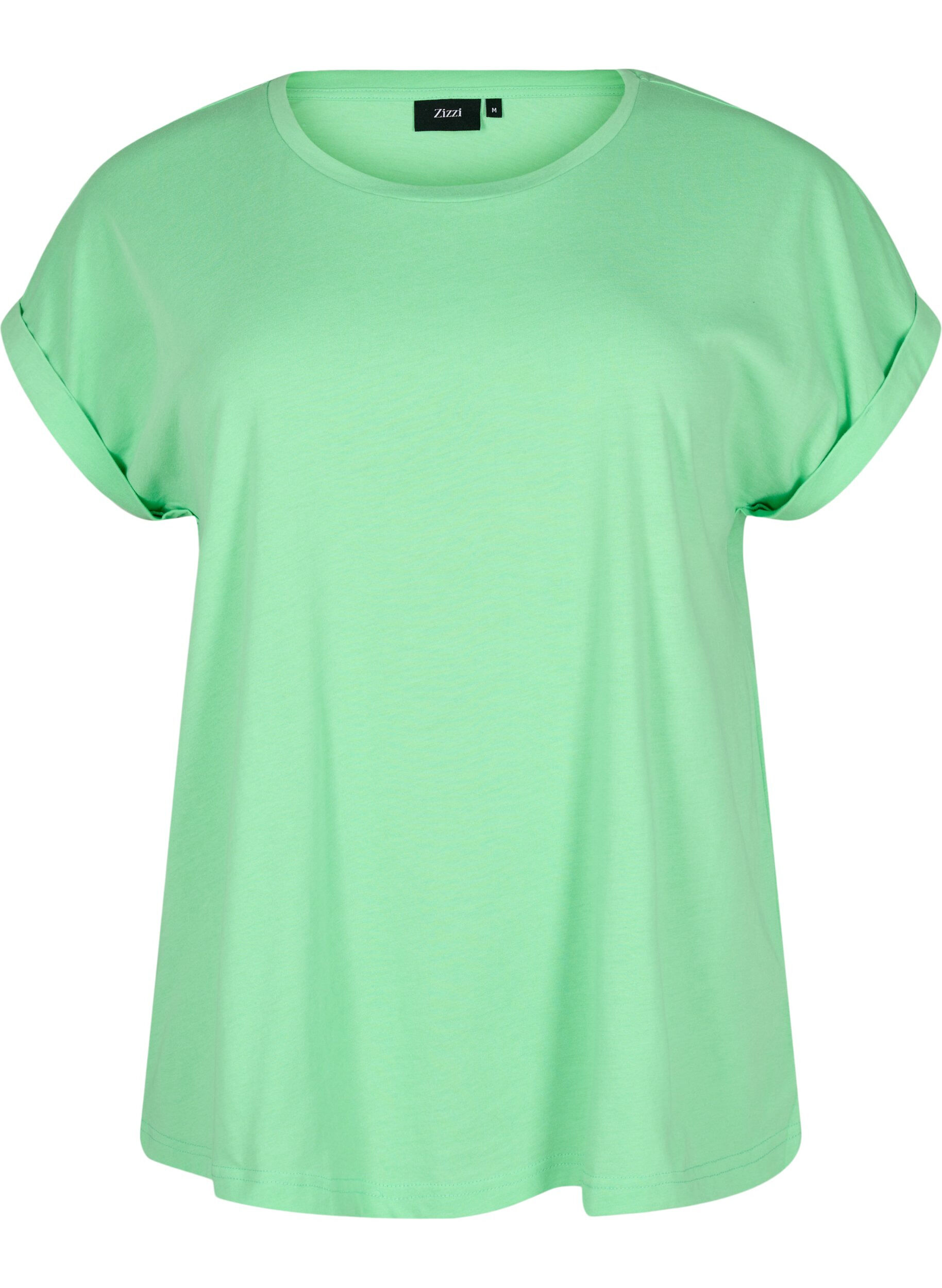 ZizziT-shirt met korte mouwen van katoenmix, Groen, Packshot image number 0