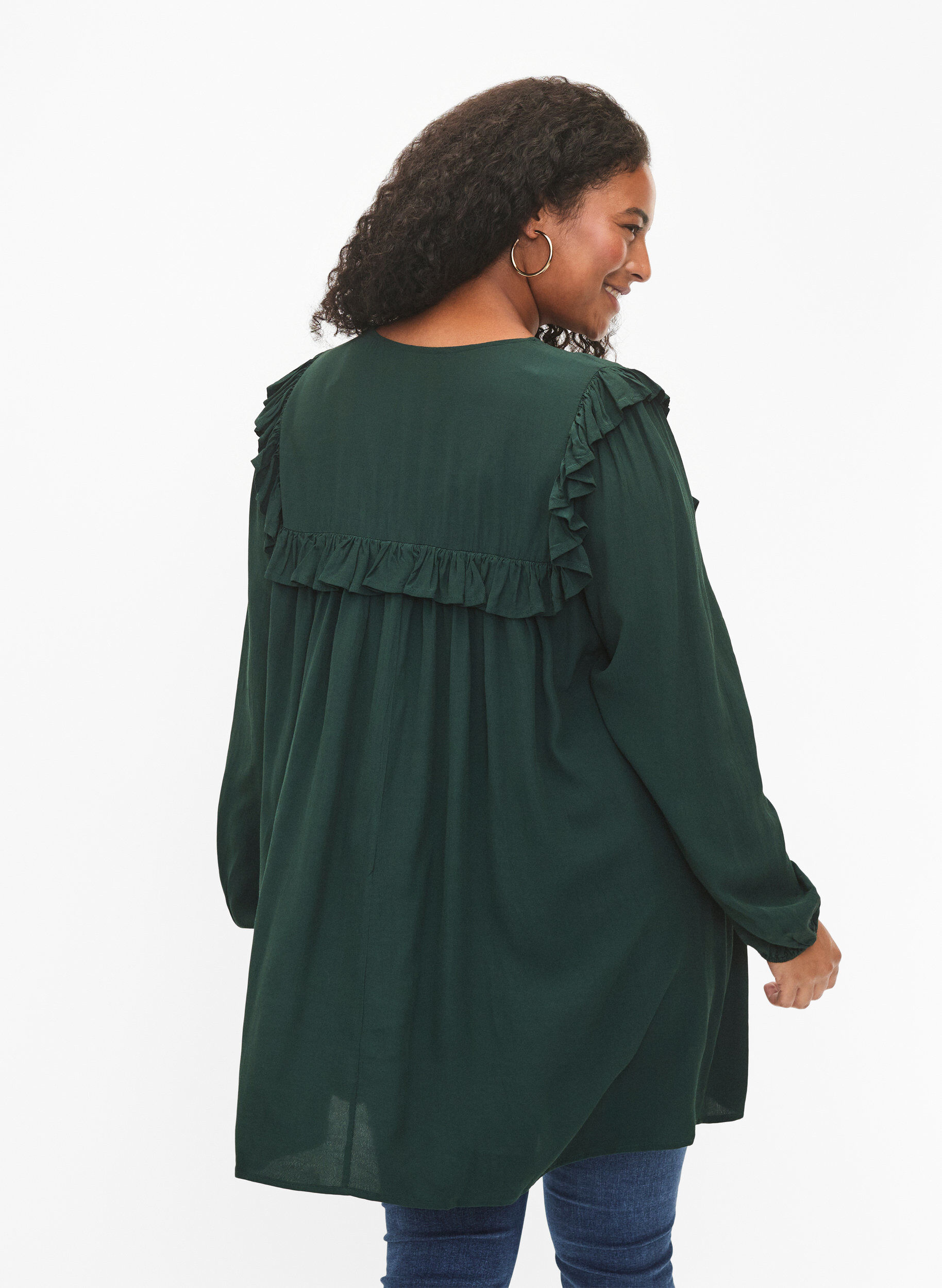 Zizzi Tuniek van viscose met ruches, Scarab, Model image number 1