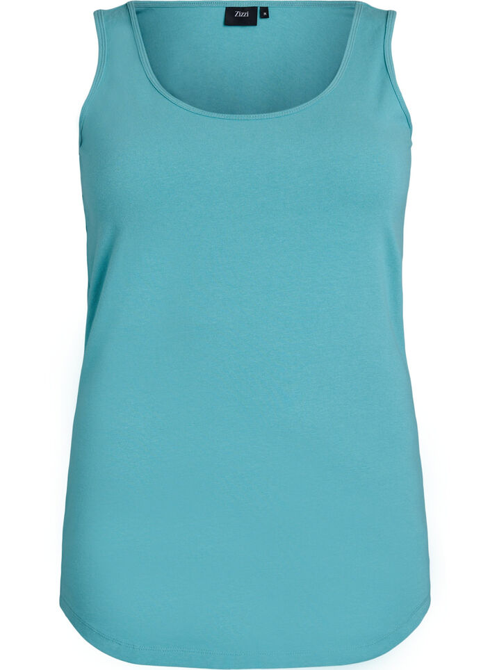 Solide kleur basis top in katoen, Blauw, Packshot image number 0