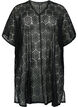 Kaftan strandjurk met gaatjespatroon, Black, Packshot image number 0
