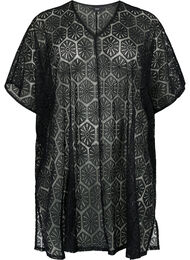 Kaftan strandjurk met gaatjespatroon, Black