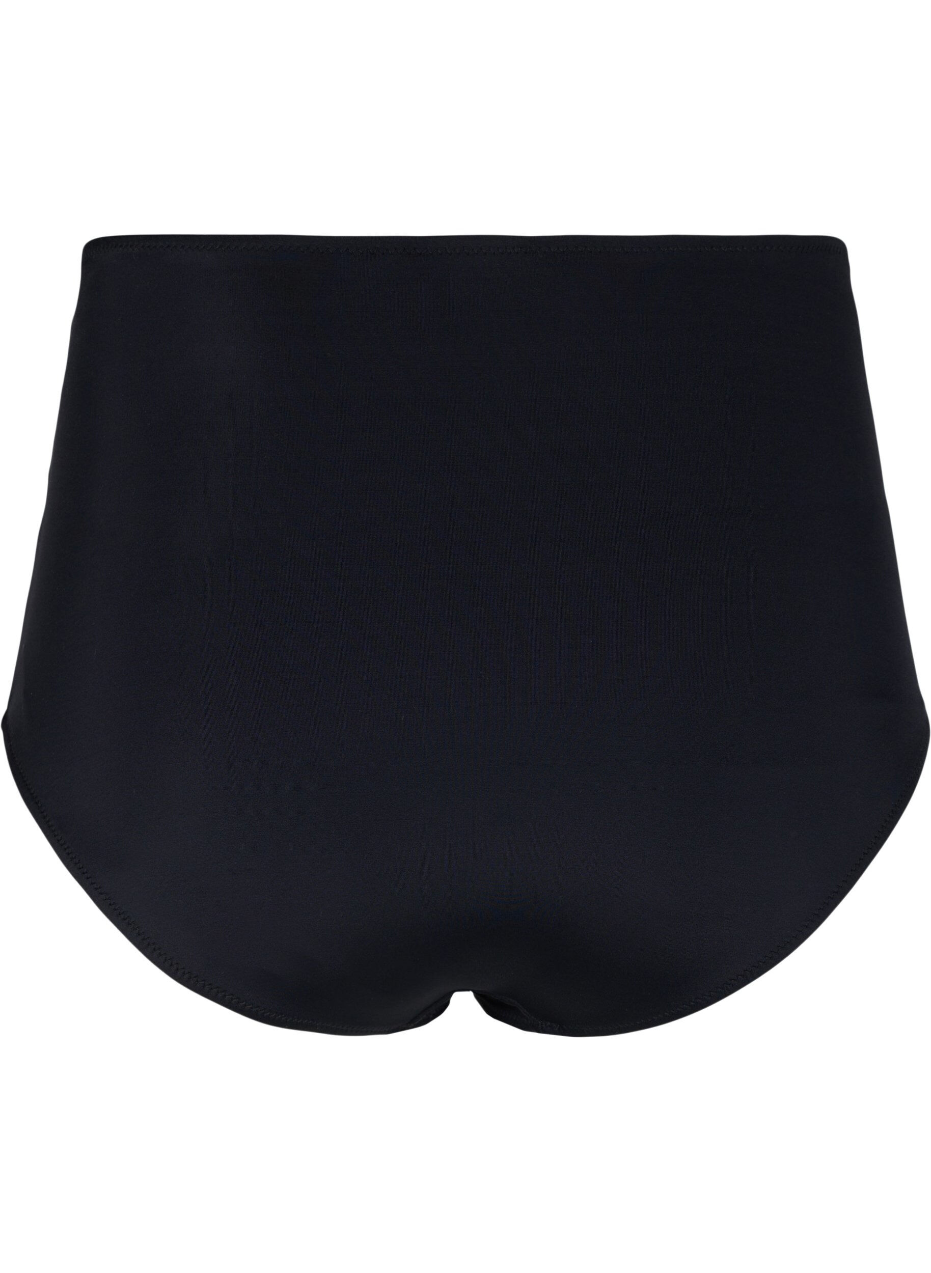 Zizzi Bikinibroekje met hoge taille en draperingen, Black, Packshot image number 1