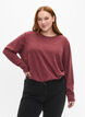Melange Blouse met een rond halsje en lange mouw, Dry Rose, Model image number 0