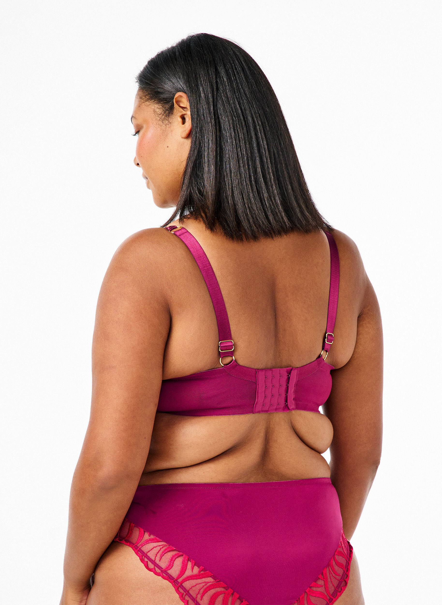 Zizzi Voorgevormde beha met borduursel, Rood, Model image number 1