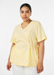 Blouse in een katoenmix met V-hals en striklint, Geel, Model image number 0