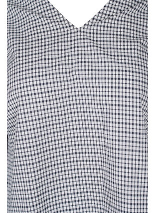 Geruite katoenen blouse met 3/4-mouwen, Black/White Check, Packshot image number 2