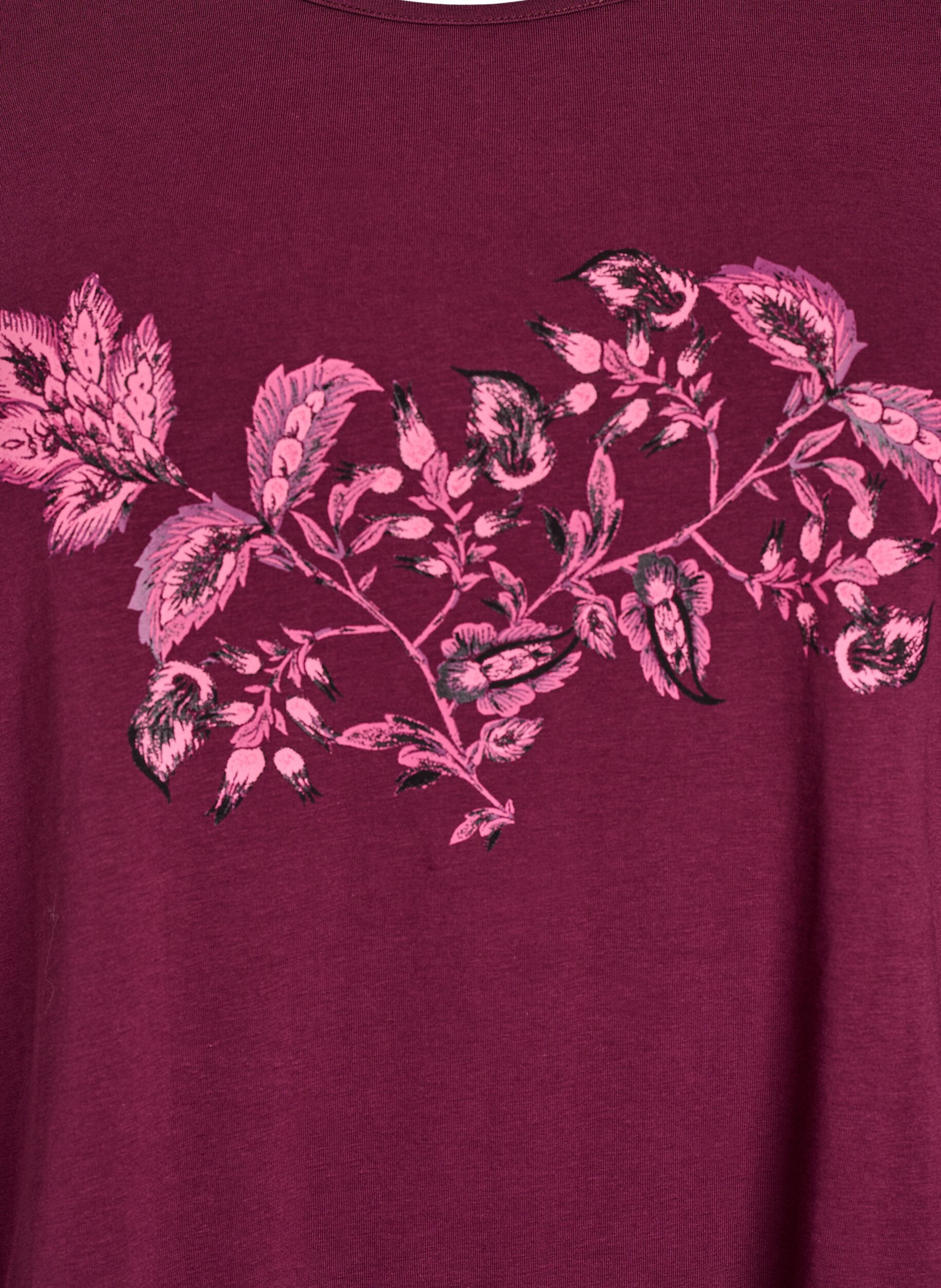 ZizziNacht top in katoen met print aan de voorkant, Rood, Packshot image number 2