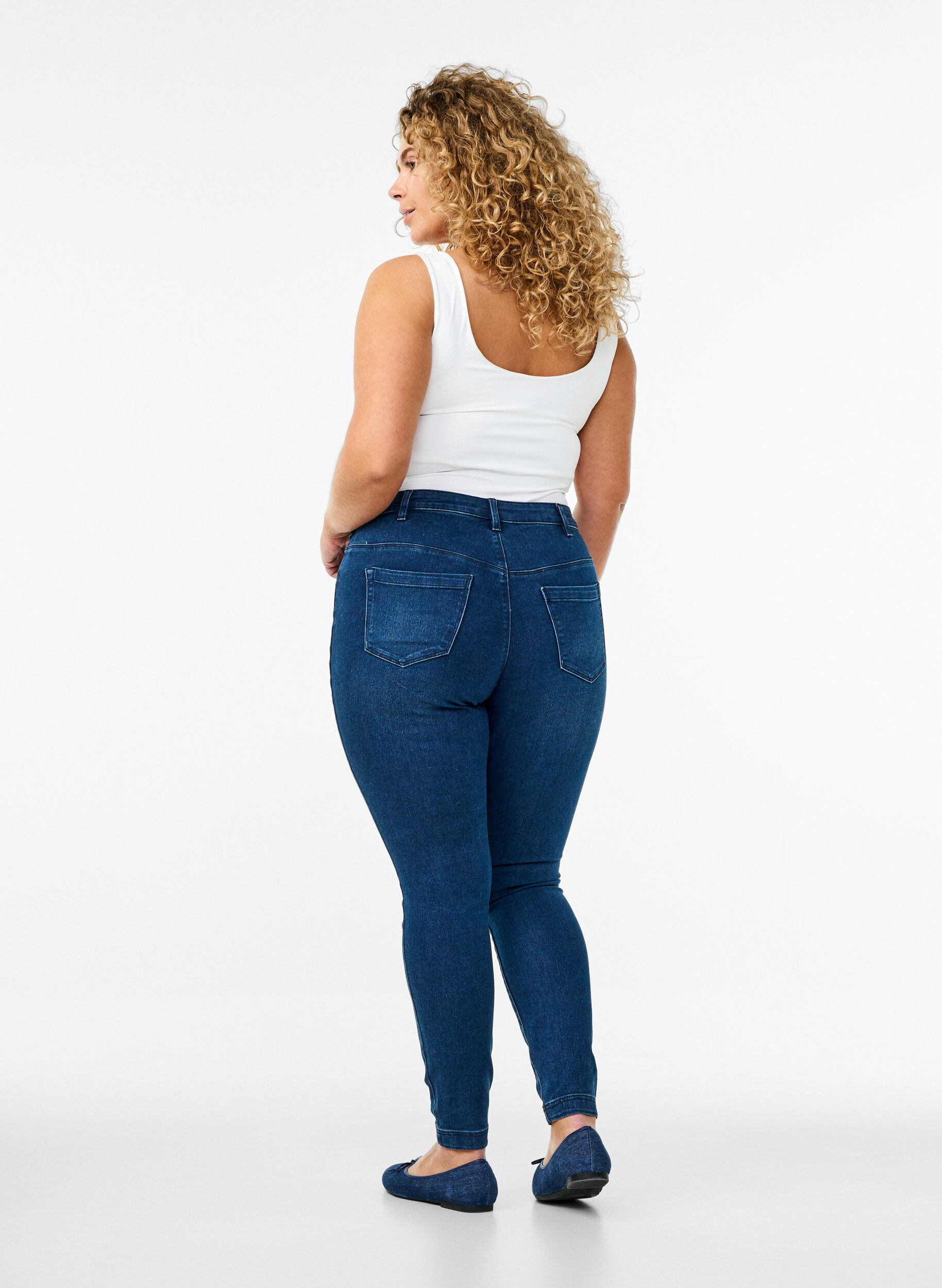 Zizzi Katoenmix jeggings, Blauw, Model image number 1