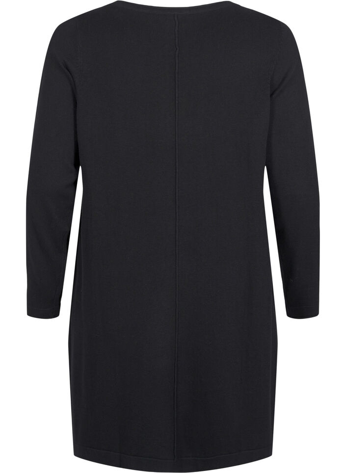 Gebreide jurk in katoen-viscose blend, Zwart, Packshot image number 1