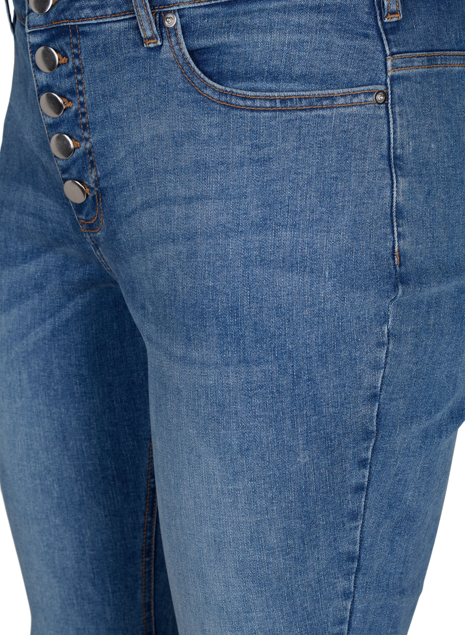 Zizzi Sanna jeans met superslanke pasvorm en knoopsluiting, Blue denim, Packshot image number 2