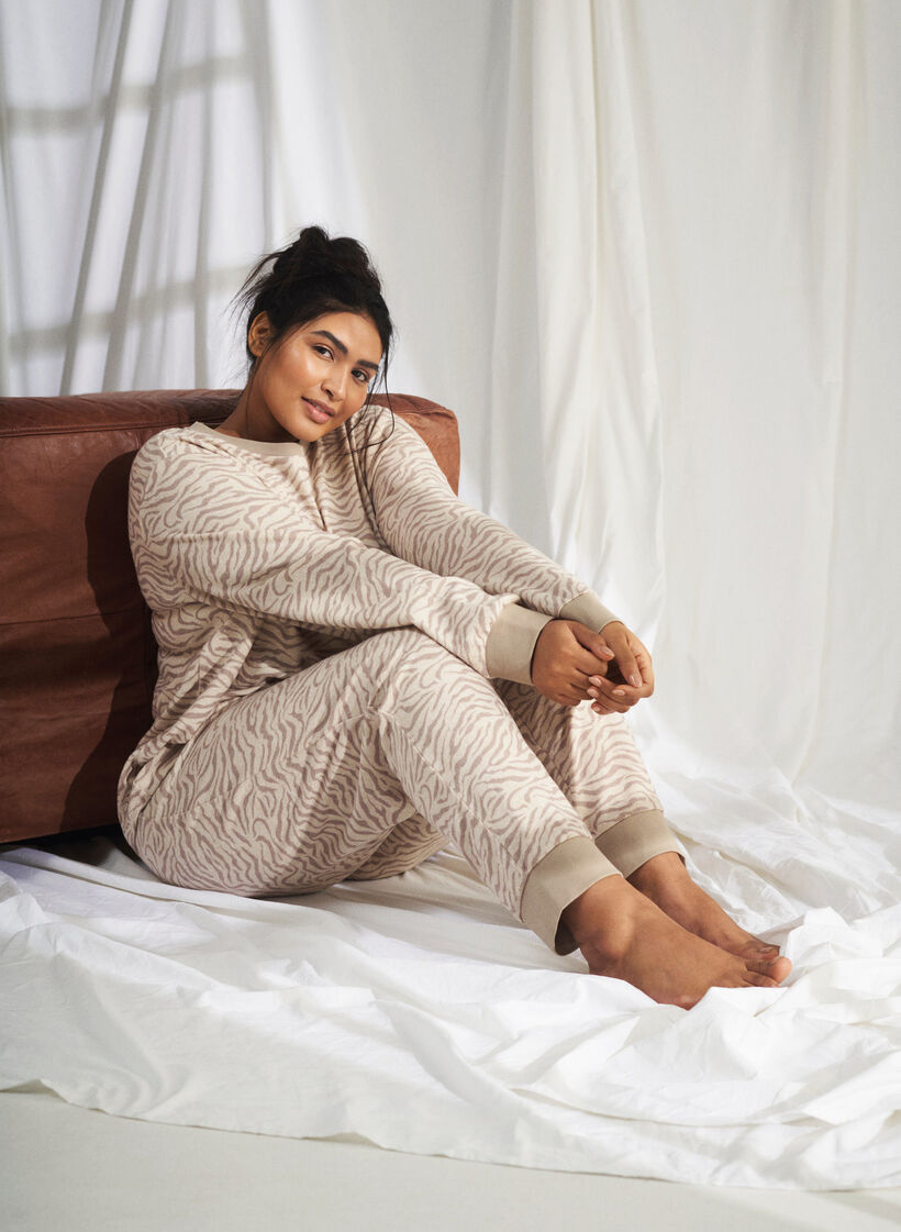 Velours broek met print, Pink Tint AOP, Image image number 0