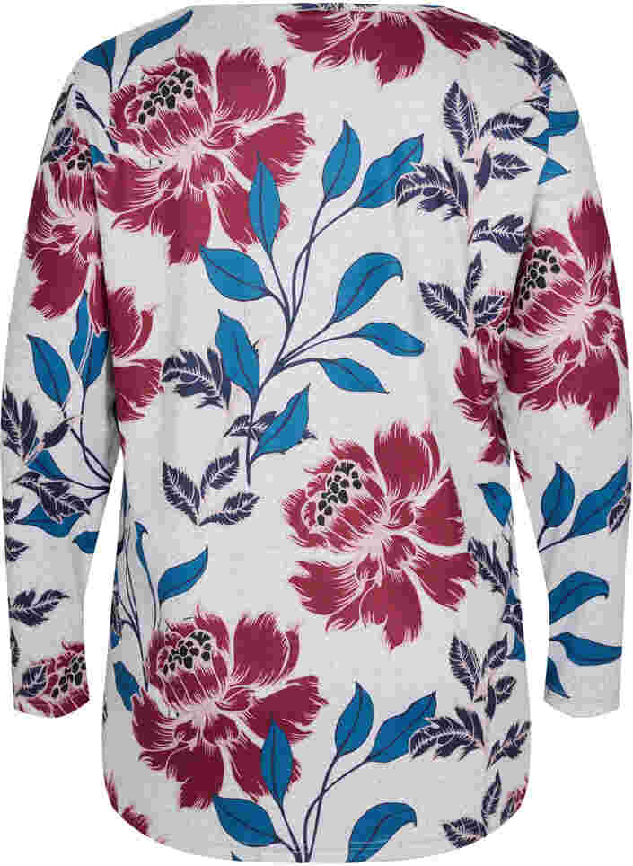 Bloemen blouse met lange mouwen, LGM Flower AOP, Packshot image number 1
