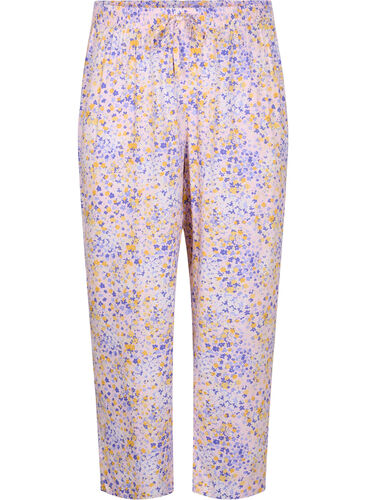 Losse viscose pyjama broek in all-over print, Cameo Pink AOP, Packshot image number 0