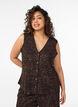 Mouwloos top met een golvende textuur en knoopsluiting, Bruin, Model image number 0
