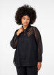 Chiffon blouse met een gestippelde textuur, Black, Model image number 0