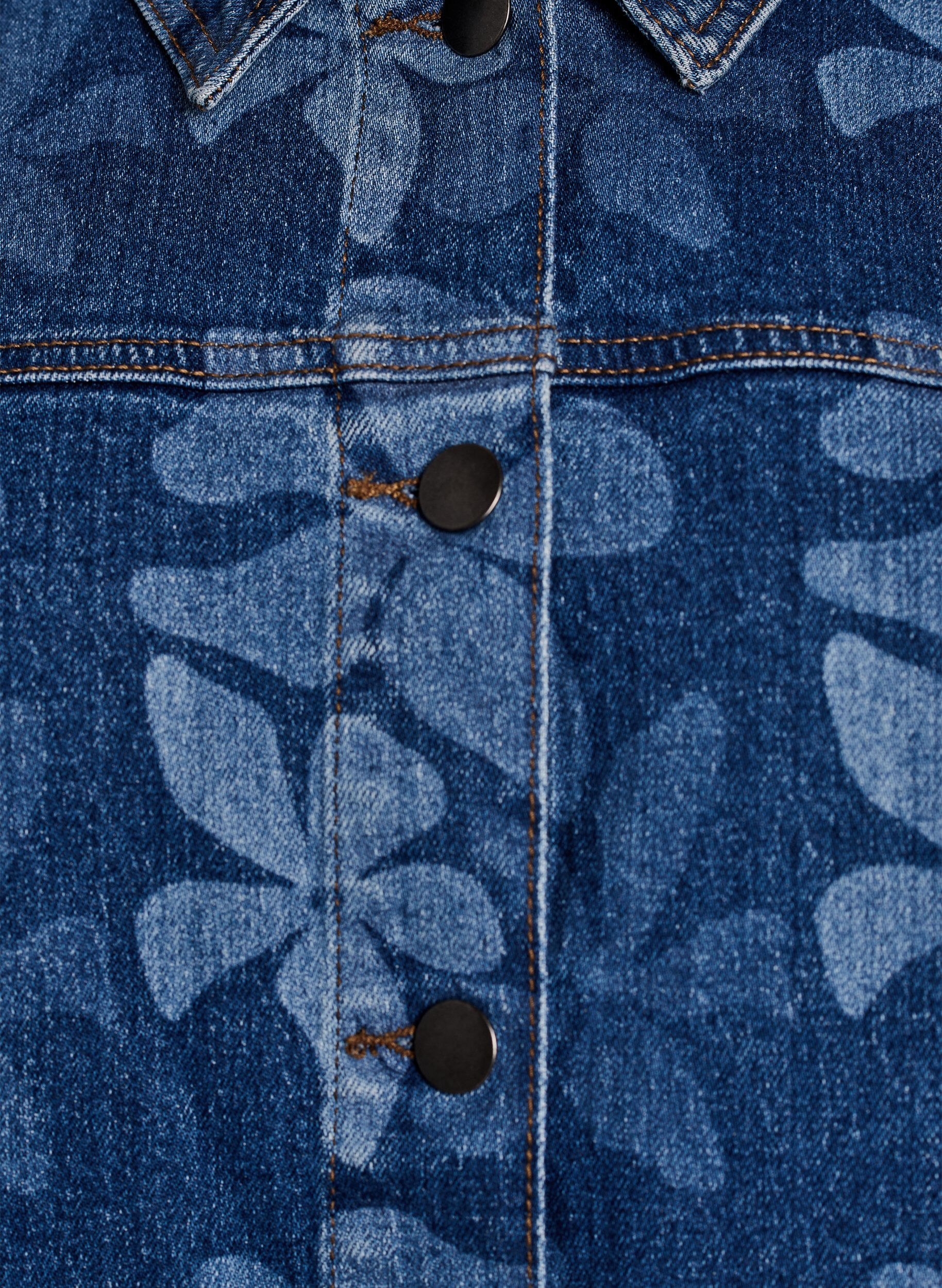 Zizzi Denimjack met bloemenpatroon, Blauw, Packshot image number 2