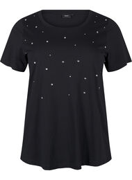 Katoenen T-shirt met strassteentjes, Black