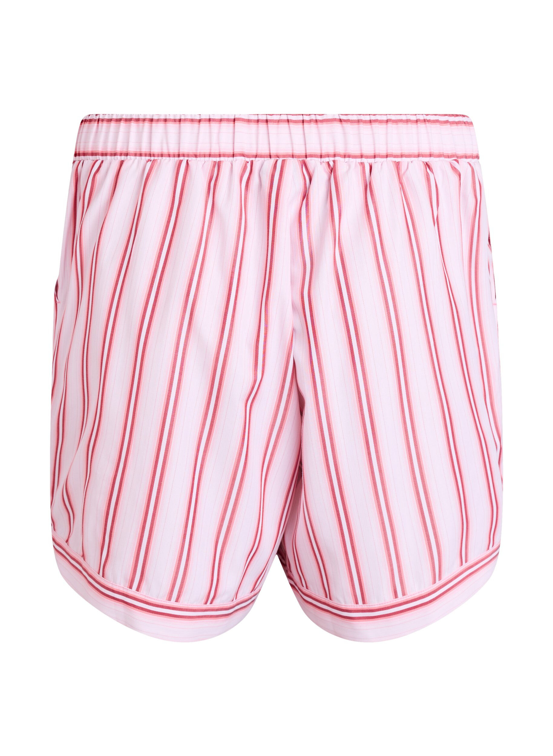 Zizzi Losse shorts met strepen en zakken, Roze, Packshot image number 1