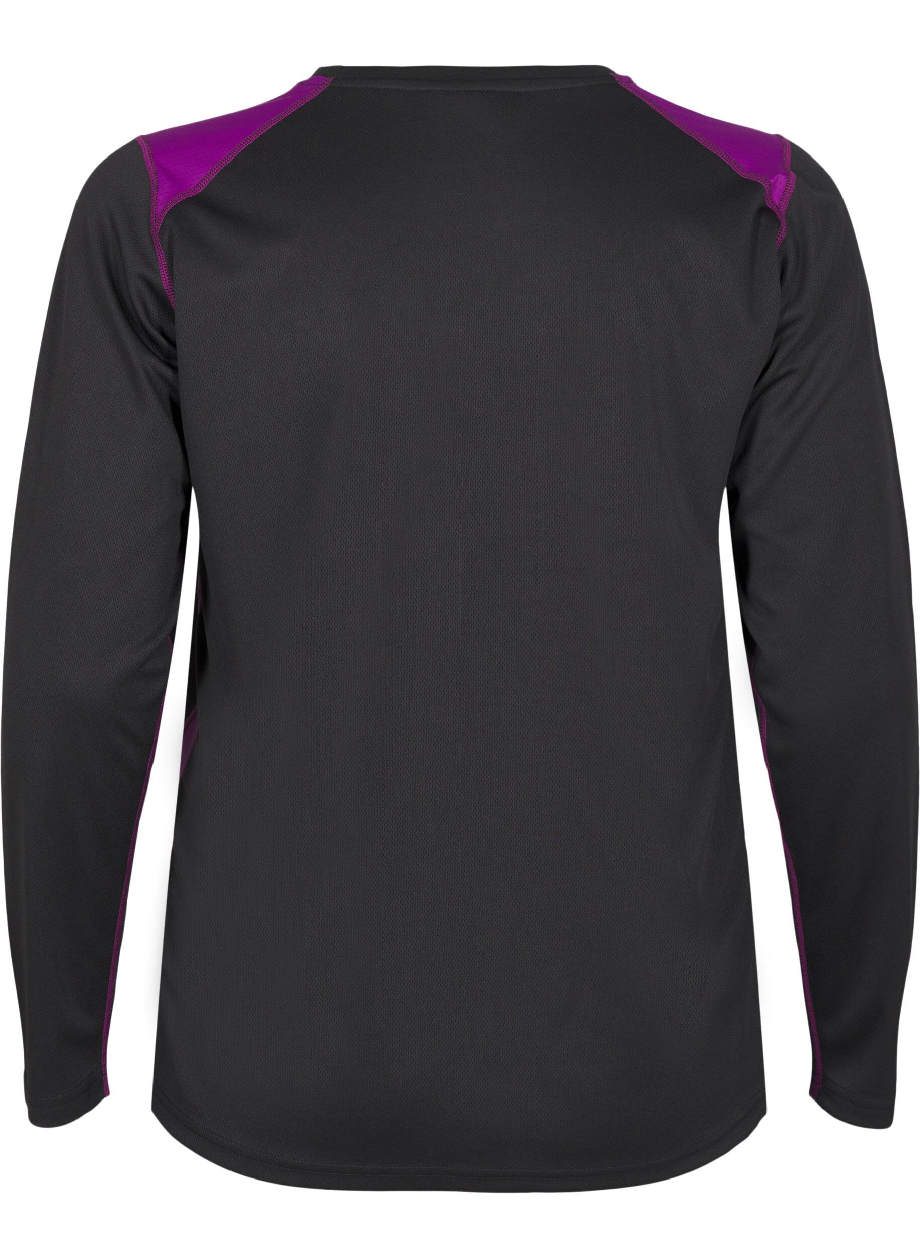 Zizzi Tweekleurig thermoshirt met lange mouwen, Black w. Charisma, Packshot image number 1