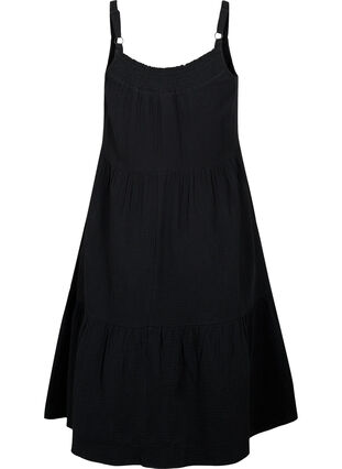 Effen katoenen jurk met bandjes, Black, Packshot image number 1