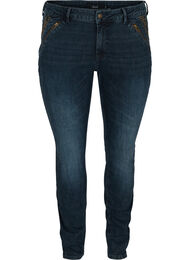Slim fit Emily jeans met klinknagels, Dark blue