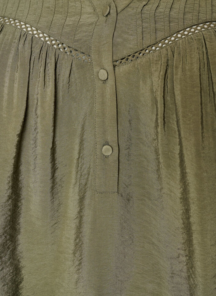 Viscose blouse met plooien en balloneffect, Groen, Packshot image number 2