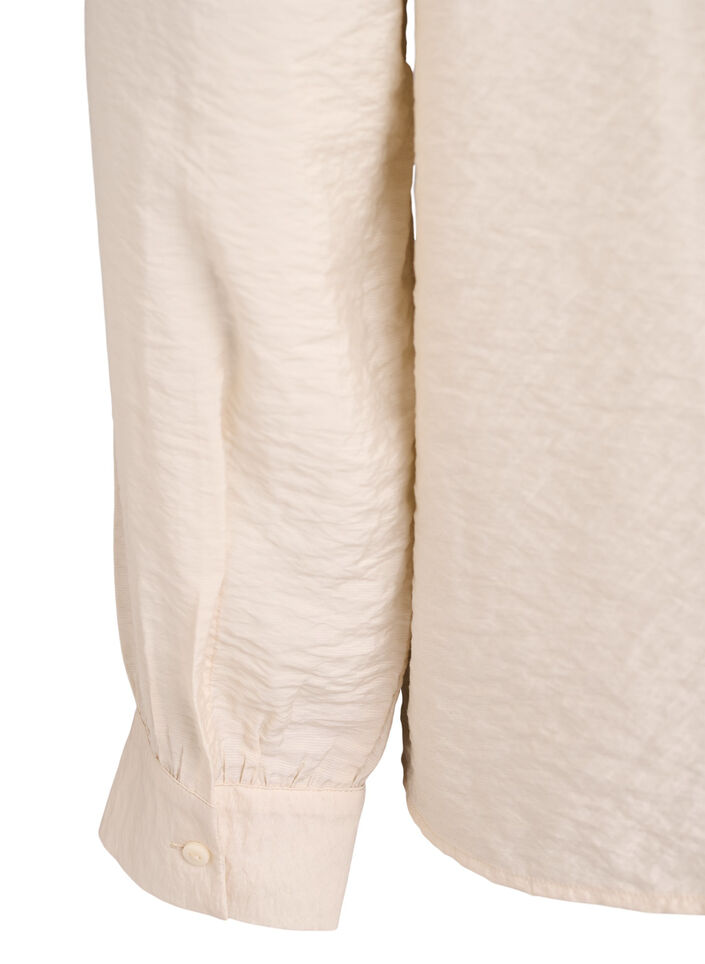 Blouse met V-hals en geborduurde banden, Beige, Packshot image number 3