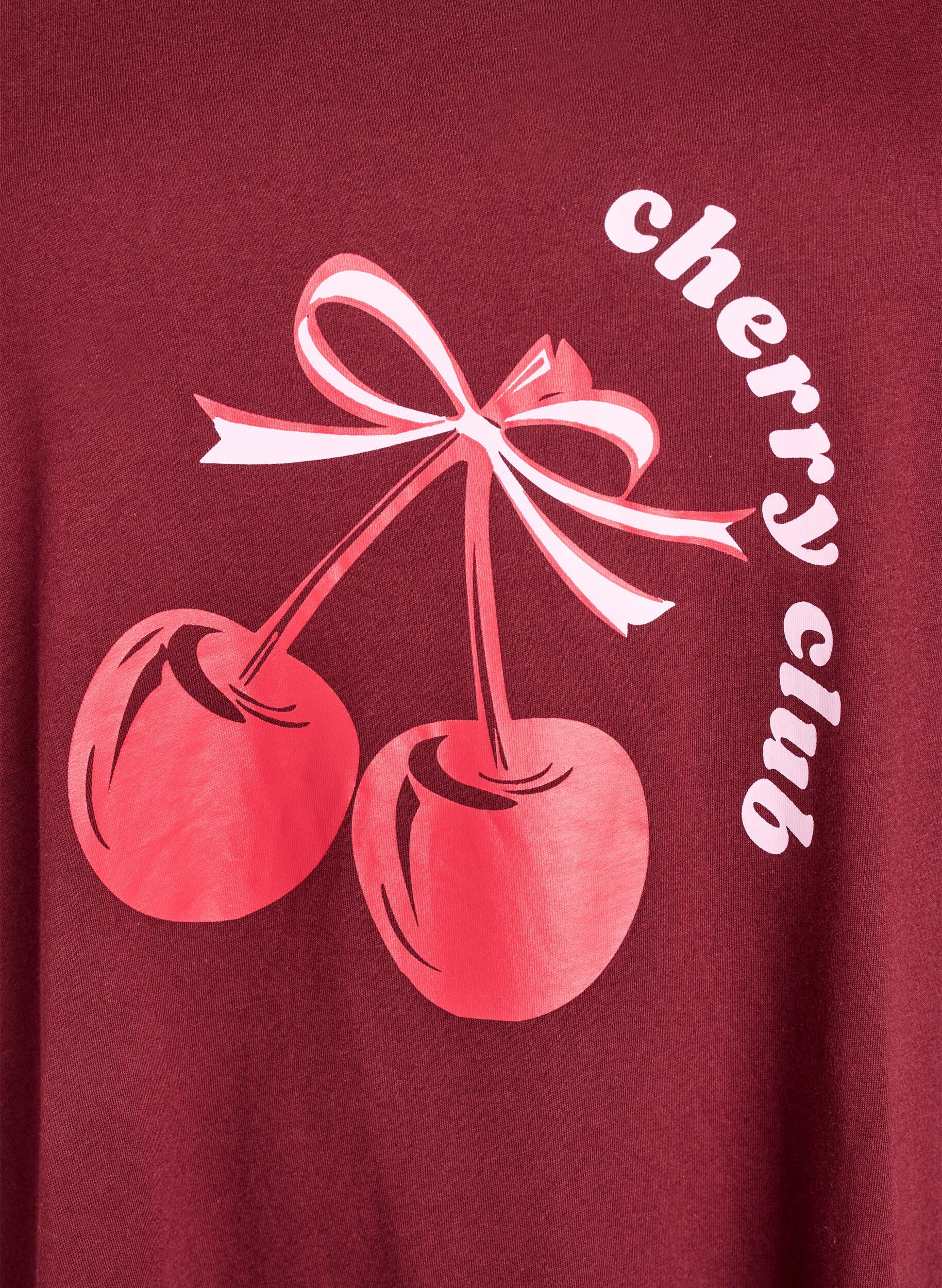 Zizzi Nachtjapon met korte mouwen van biologisch katoen, Rood, Packshot image number 2