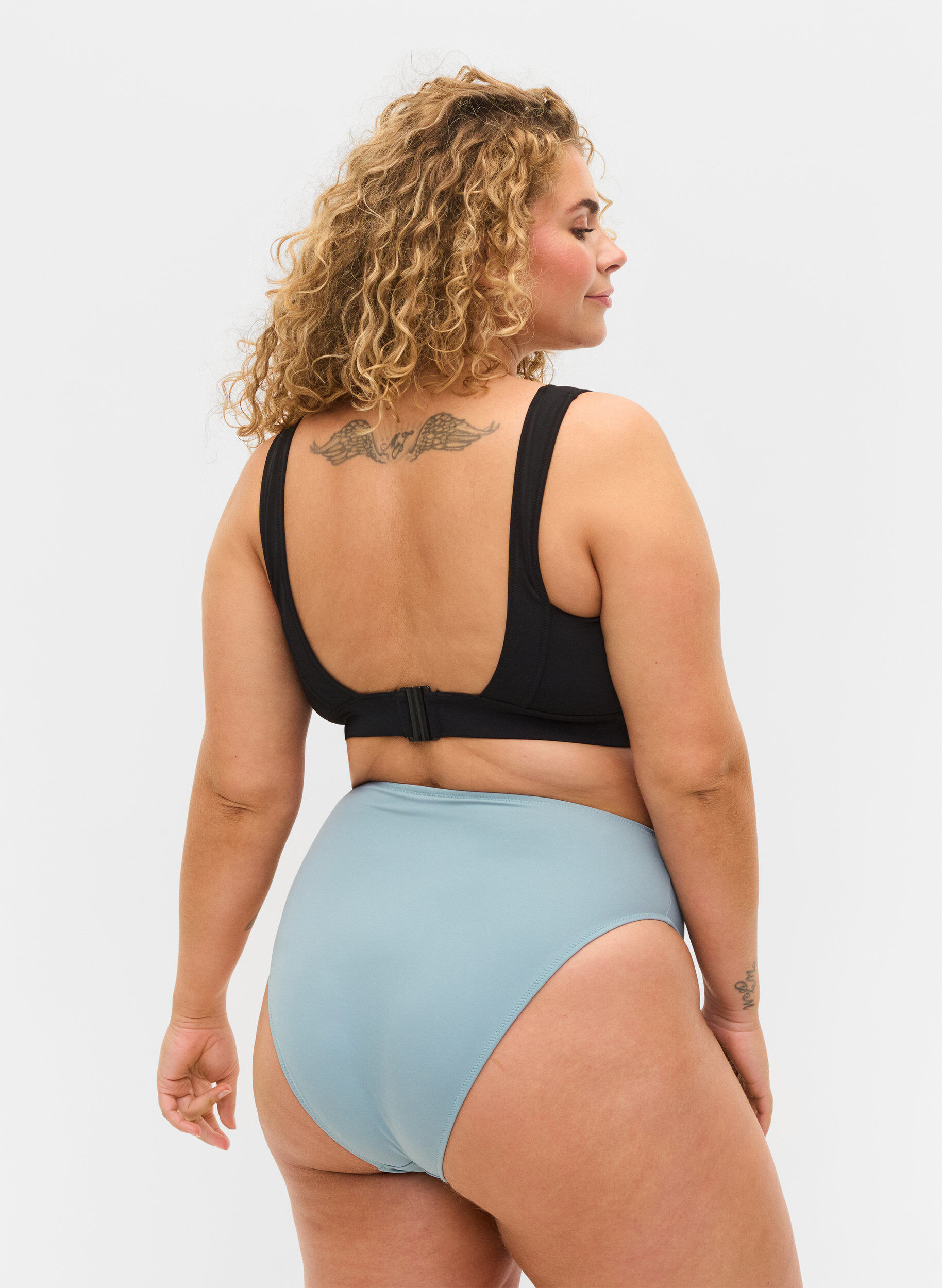 Zizzi Bikinibroekje met hoge taille, Blauw, Model image number 1
