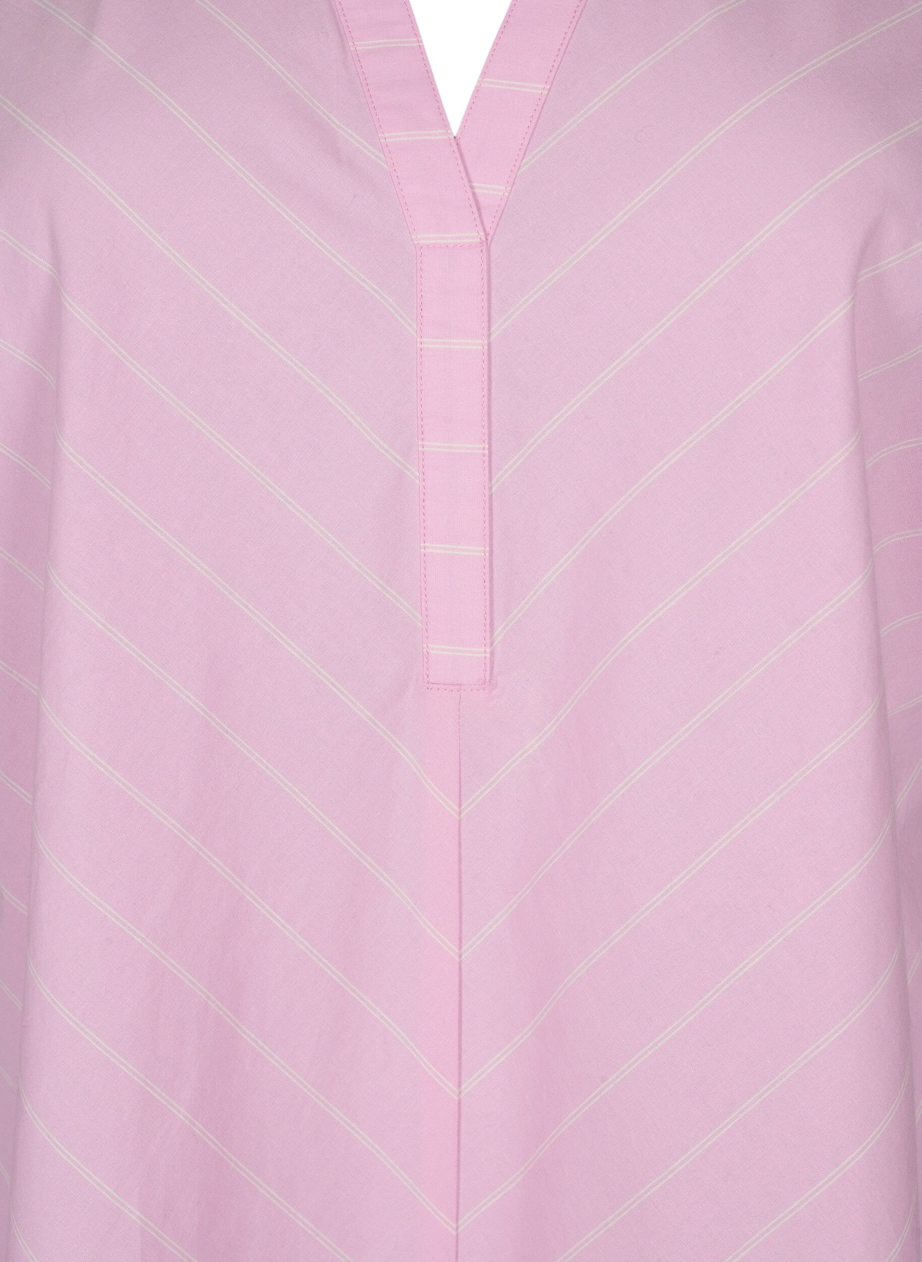 Zizzi Gestreepte jurk van biologisch katoen, Lilac Sachet, Packshot image number 2