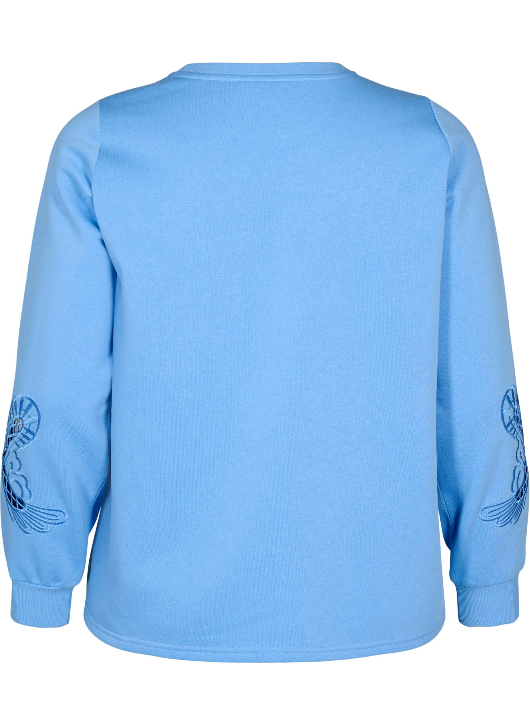Zizzi Sweatshirt met geborduurde uitsneden, Della Robbia Blue, Packshot image number 1
