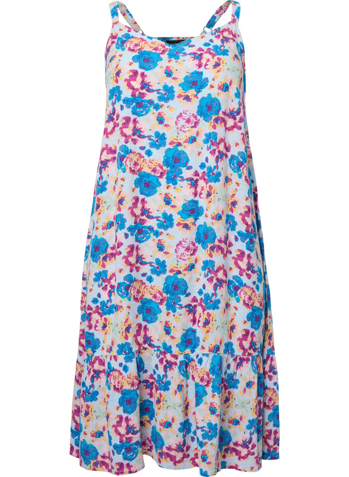 Viscose zomerjurk met bandjes, Multi Flower AOP, Packshot image number 0