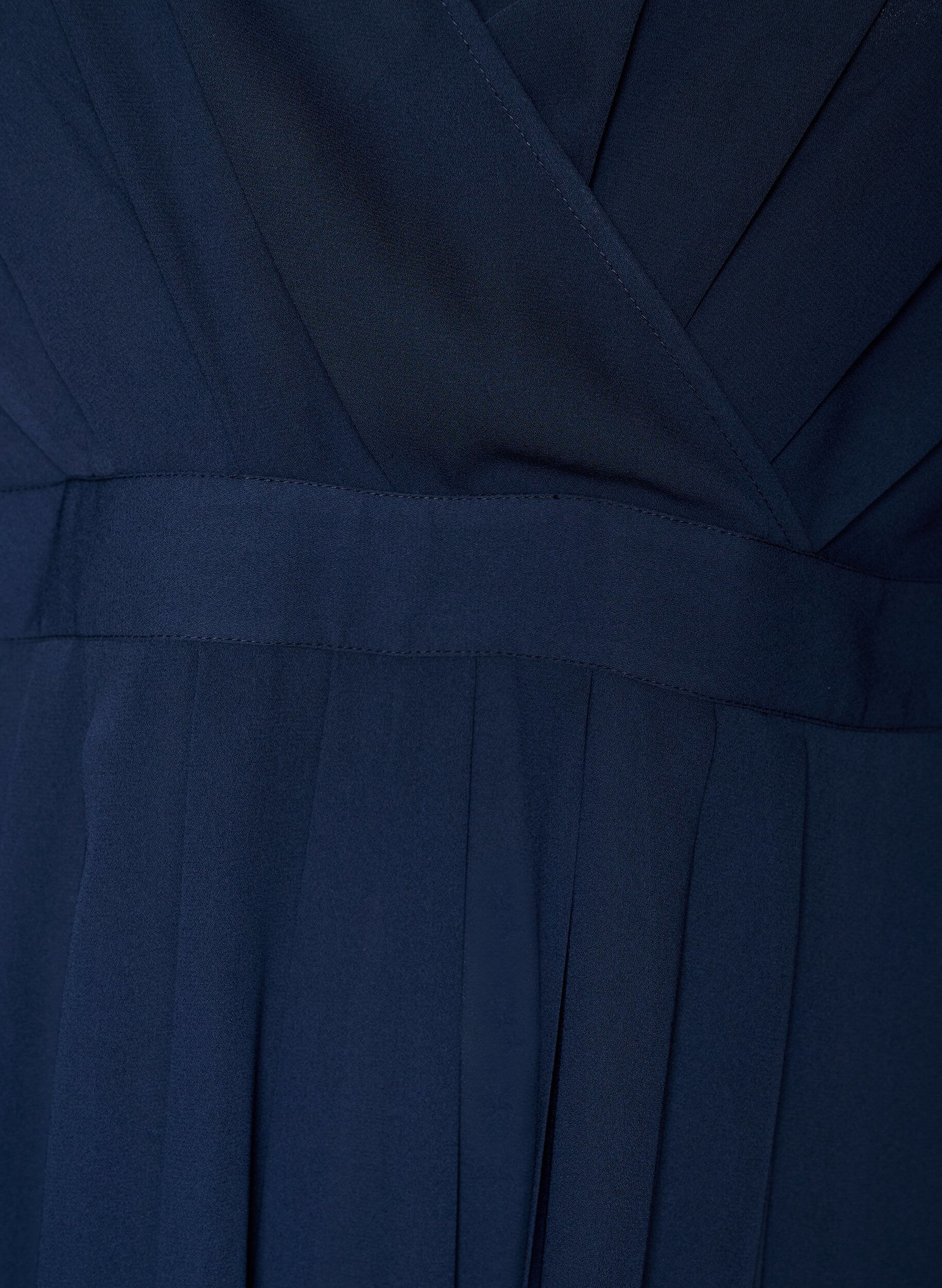 ZizziMaxijurk met overslaghals en lange mouwen, Blauw, Packshot image number 2