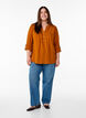 Blouse in katoenen mousseline met broderie anglaise, Oranje, Model image number 1