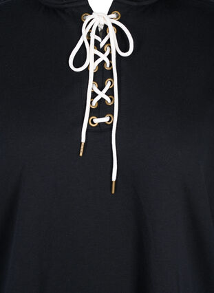 Sweatshirt met capuchon en contrasterend koord, Black, Packshot image number 2