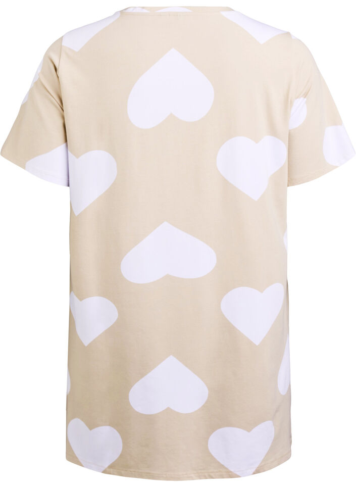 Lange nacht T-shirt in een modalmix met hartjes, Beige, Packshot image number 1
