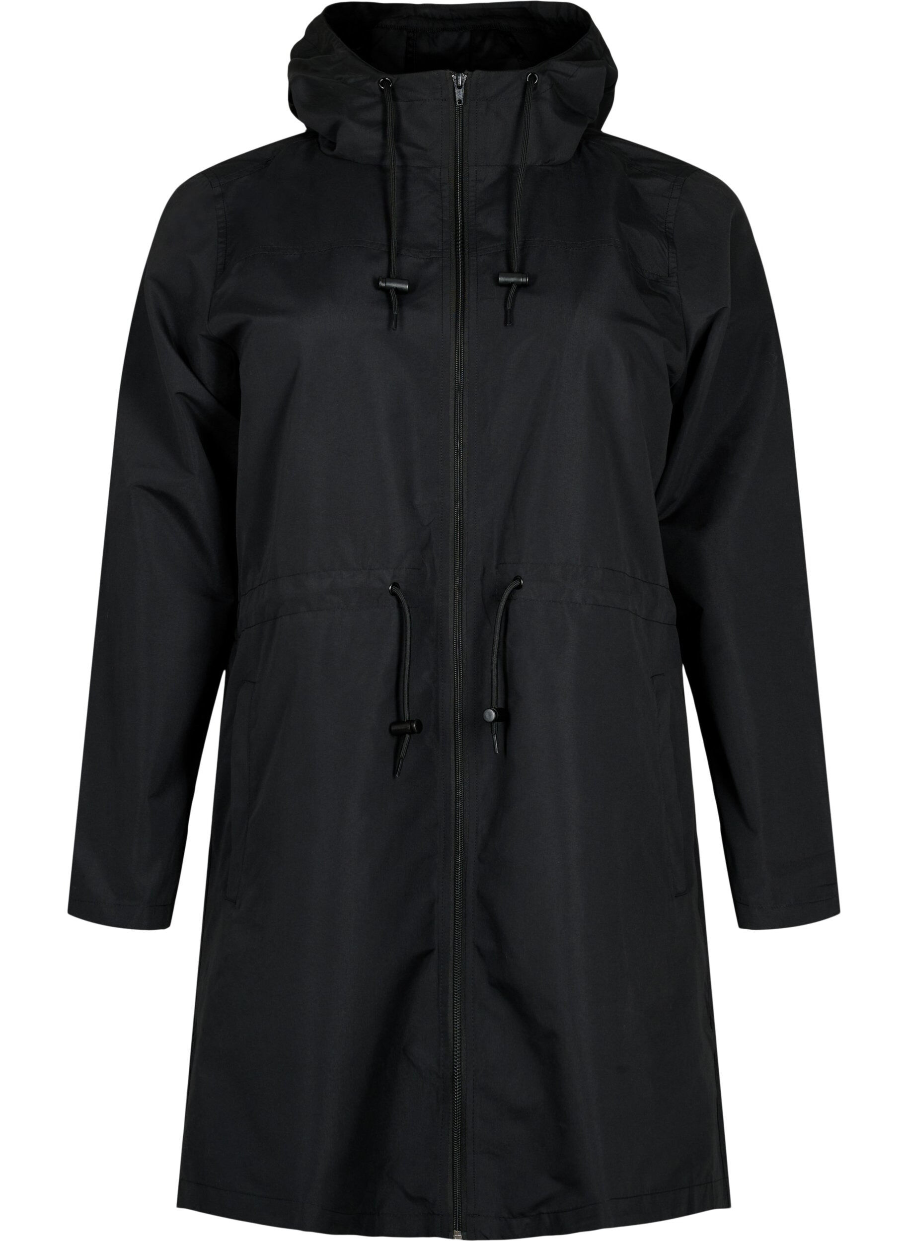 Zizzi FLASH - Waterafstotende parka met capuchon, Black, Packshot image number 0