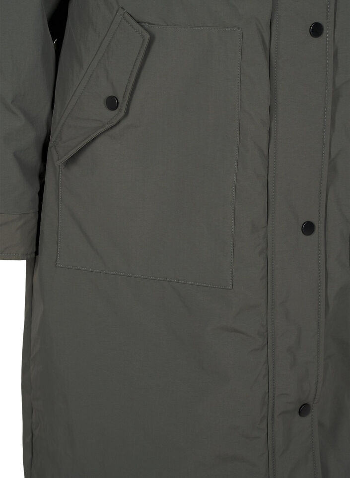 Parka jas met kap en verstelbare taille, Black Olive, Packshot image number 3