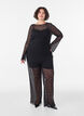 Blouse met lange mouwen van doorschijnend kant, Zwart, Model image number 1