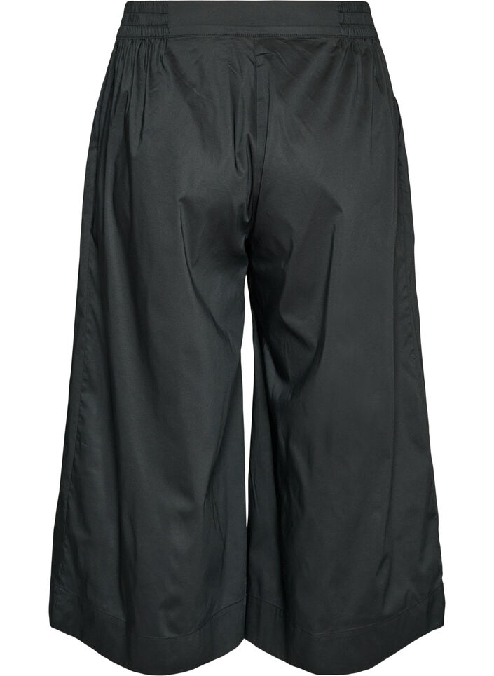 Culottes met een elastische tailleband en wijde pijpen, Zwart, Packshot image number 1
