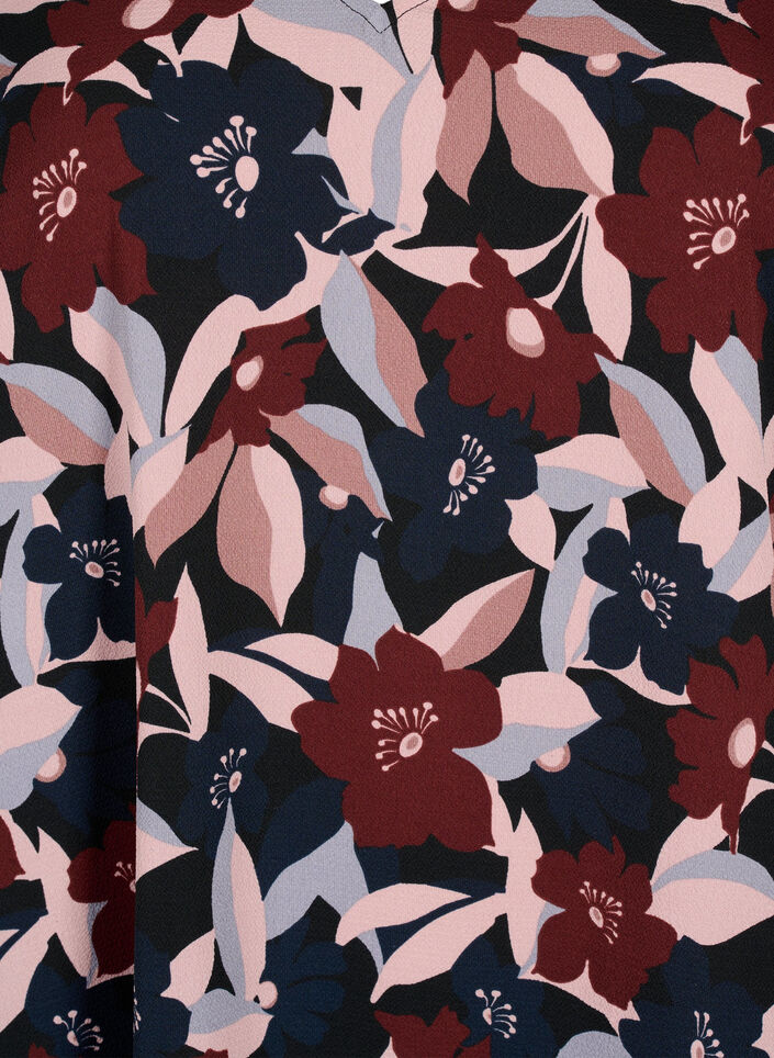 Jurk met V-hals en print, Black R. Flower AOP, Packshot image number 2