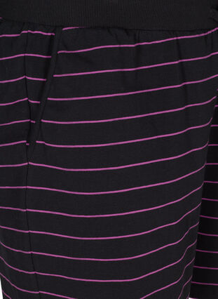 Losse katoenen shorts met strepen, Black w. Purple, Packshot image number 2