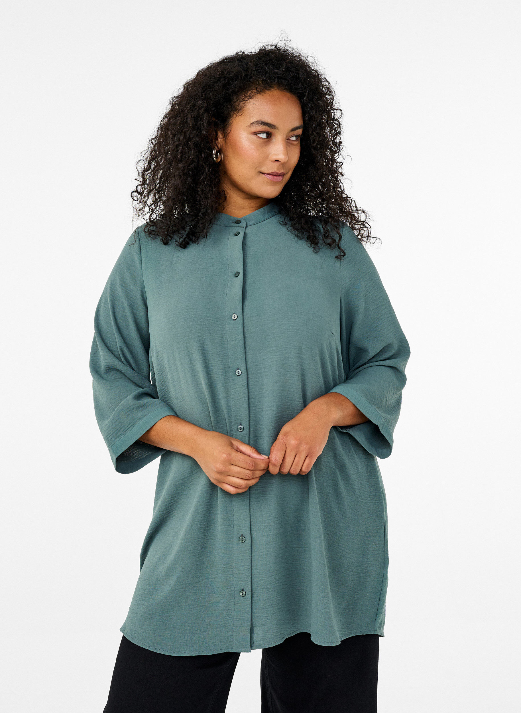 Zizzi FLASH - Tuniek met 3/4 mouwen, Groen, Model image number 0