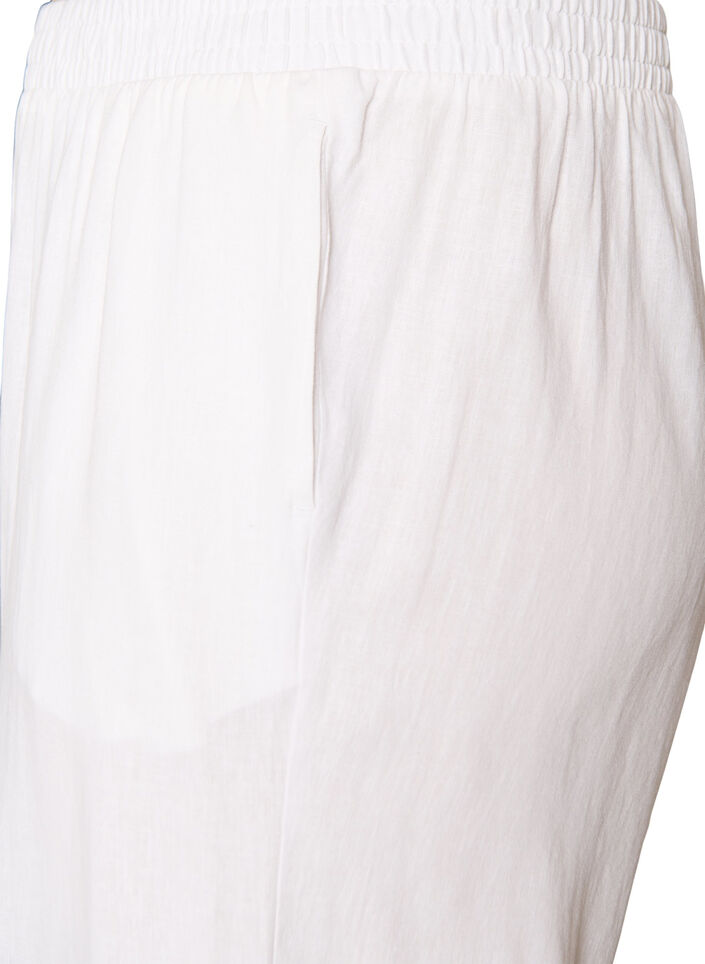 Wijde linnen en viscose broek, Wit, Packshot image number 2