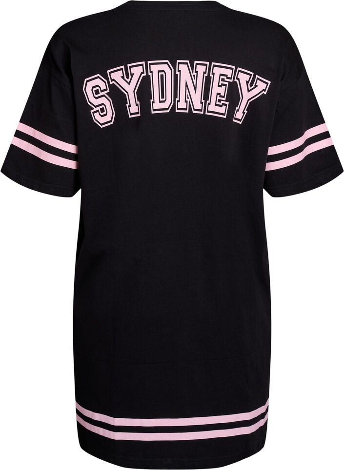 Kort T-shirtjurkje met sportieve details, Zwart, Packshot image number 1