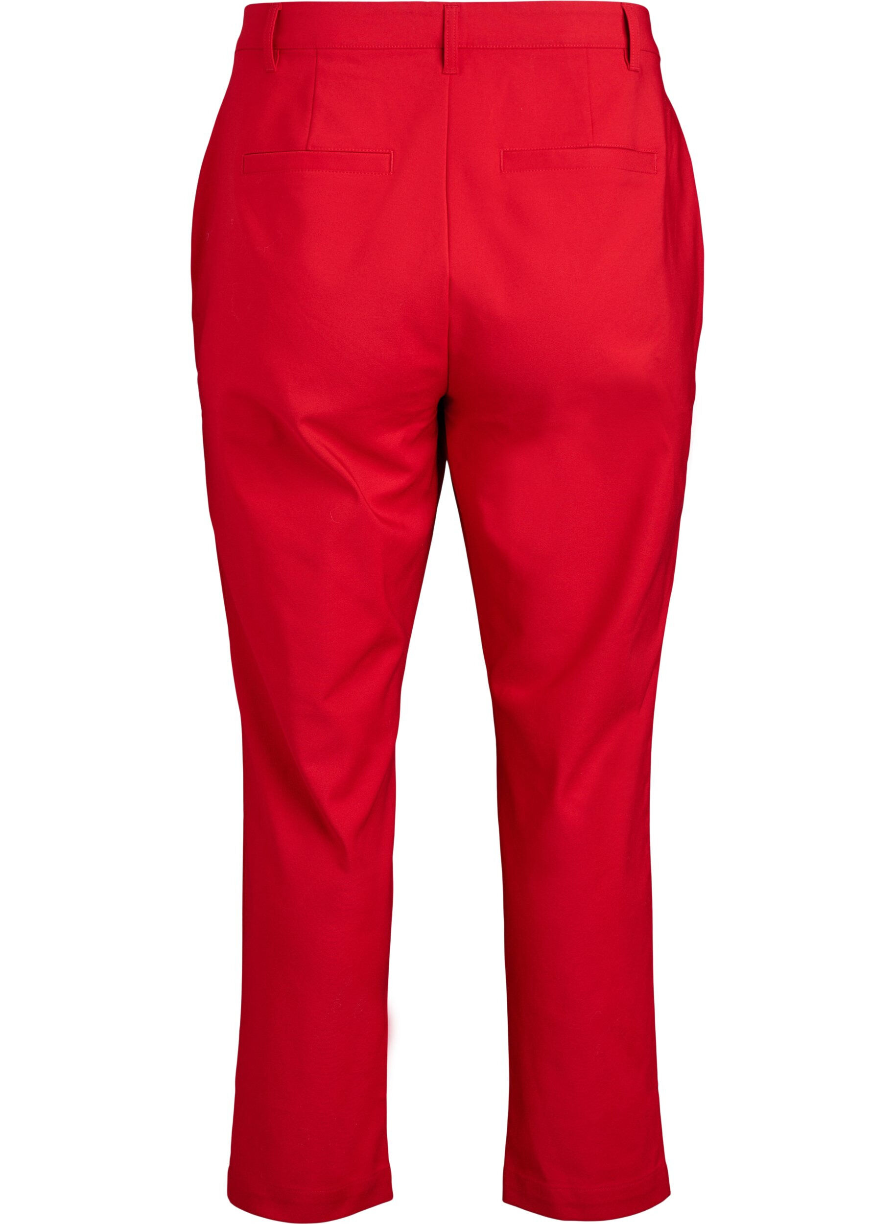 Zizzi Broek met hoge taille en rechte pijpen, Rood, Packshot image number 1