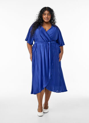 Midi Jurk Dames met Pofmouwen | Geruite Jurk met Vierkante Hals en Midi Jurk Dames met Pofmouwen | Geruite Jurk met Vierkante Hals en