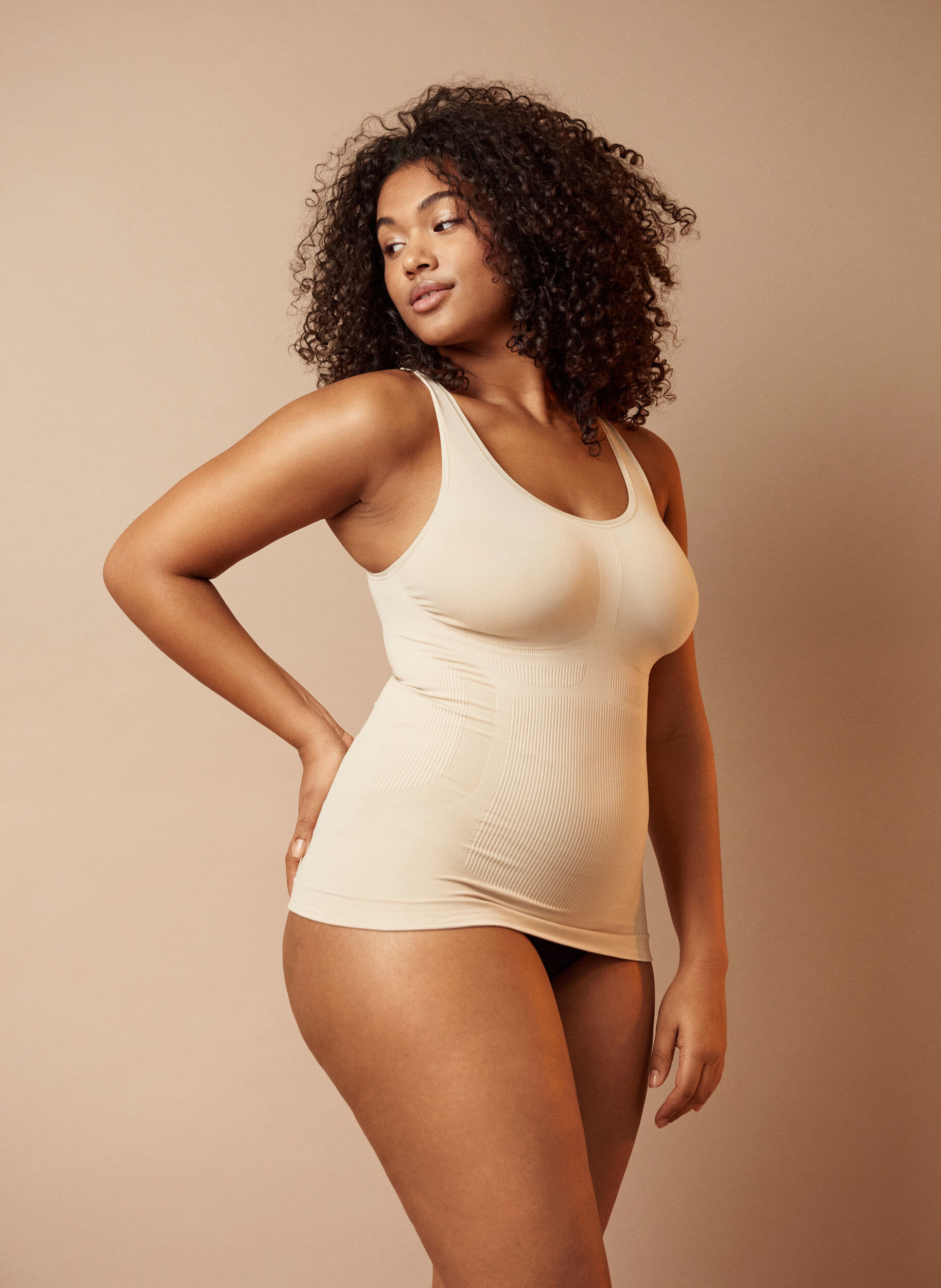 Zizzi Shapewear top met brede bandjes, Beige, Image image number 1